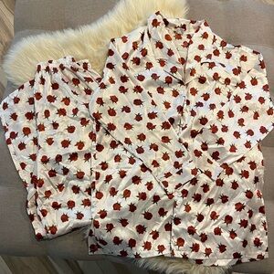 Vintage Silky Rose Print Women's Pajama Set